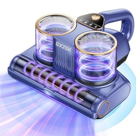 Mattress Vacuum Cleaner, 16kPa Bed Vacuum Cleaner with 253.7nm UV-C Light, Ultrasonic & 140℉ Heating, Dual Cup & Widen Suction Port Handheld Vacuums for Bed, Sofa, Couch, Crib (500W, Corded)