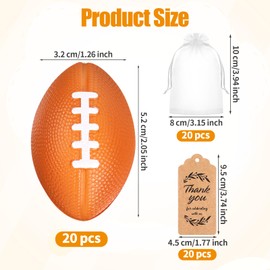 GENZYRE 20 Pack Mini Foam Footballs, Sports Football Party Favors Goodie Bags Tags, Small Football Crafts Party Decorations Squeeze Balls, Mini Footballs Relief Balls Bulk Gifts Reward Hand Exercise