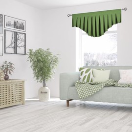 OYRING Blackout valances for Windows Energy Efficient Rod Pocket Curtain Valance for Living Room Kitchen and Bedroom Moss Green (39 x 20 Inch, 1 Panel)