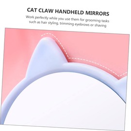 IWOWHERO 3pcs Handheld Cosmetic Mirrors with Cat Claw Handle Portable Beauty Hairdressing Mirrors Purple Pink Green for Travel Daily Use by Women Makeup Artists