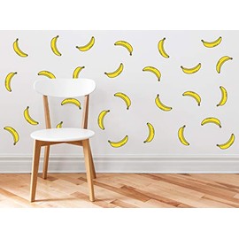 Sunny Decals Mini Bananas Fruit Shaped Removable Fabric Wall Stickers (Set of 27)