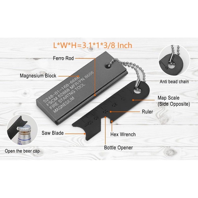 SEYIIRE Magnesium Fire Starter, Waterproof Flint Matches Ferro Fire Steel
