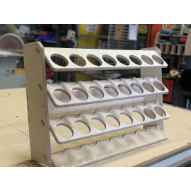 Factory Crafts Spray Can 24 Slot Lube Holder Garage Storage Rack Wood Shelf Organizer