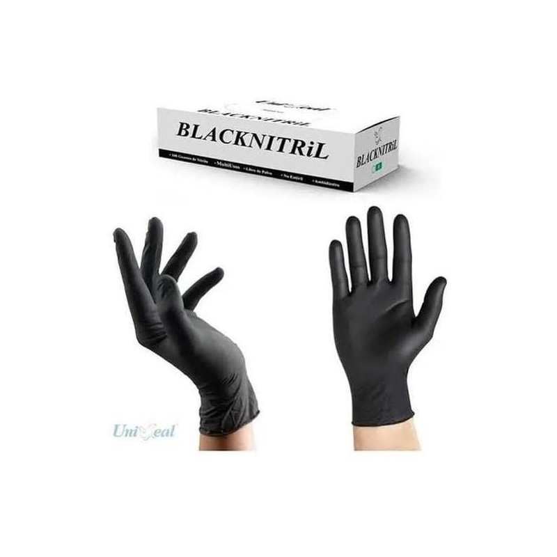 Guante Desechable Nitrilo Chico Negro de Seguridad Uniseal