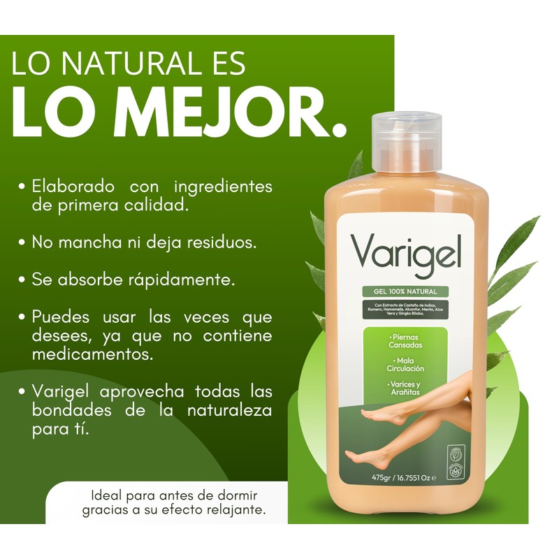 Varigel 475gr – Gel para piernas Cansadas e Hinchazón |