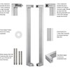 TOGU TG-R3825 48 inches Solid Standoffs Heavy-Duty Commercial Grade-304 Stainless