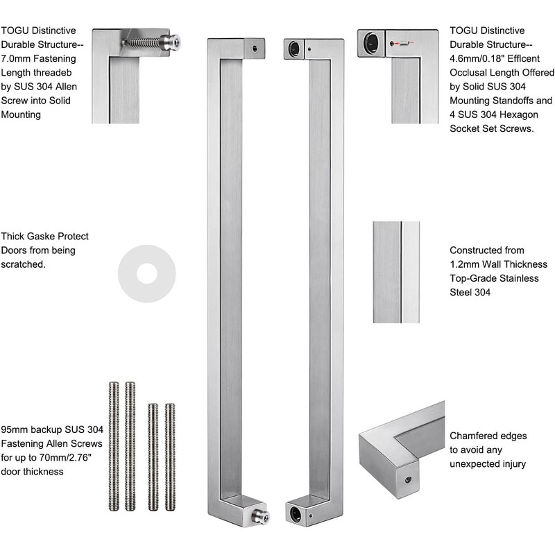 TOGU TG-R3825 48 inches Solid Standoffs Heavy-Duty Commercial Grade-304 Stainless