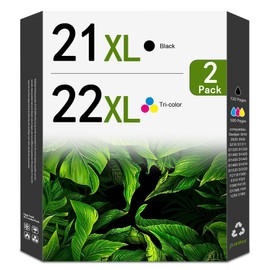 21XL 22XL Ink Cartridges Replacement for HP 21 22 Ink for Deskjet F335 F380 F4180 F2210 D1420 D1520 D1530 D1560 PSC1410 Officejet 4315 J3680 Printer (2-Pack 1Black/1Tri-Color)