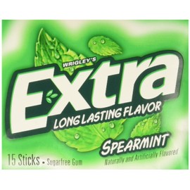 Extra Sugar Free Gum, Spearmint, 15 Stick , 10 Count (Pack of 2)