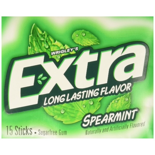 Extra Sugar Free Gum, Spearmint, 15 Stick , 10 Count (Pack of 2)