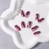 SXVME Uñas postizas de metal rosa claro con efecto espejo,
