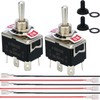 MTDELE 2Pcs DPDT Toggle Switch 12V 6 Pin 3 Position