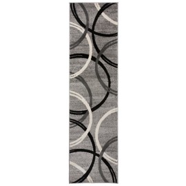 Rugshop Modern Wavy Circles Design Runner Rug 2'7" x 6' Gray