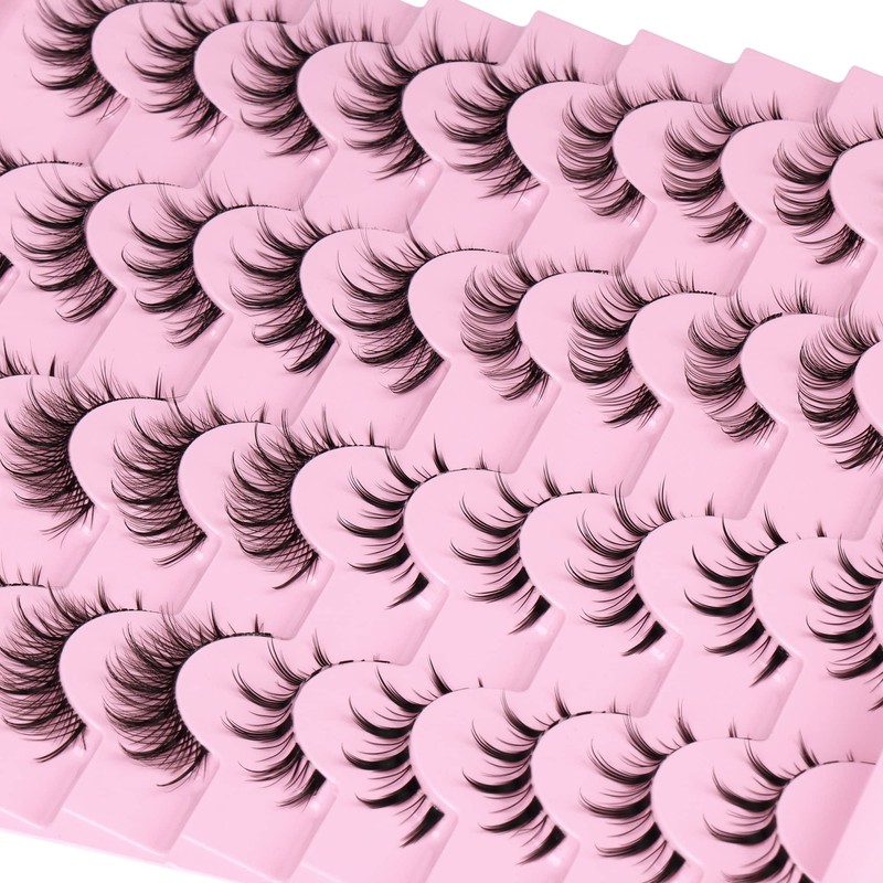 Manga Lashes Natural Look Anime False Eyelashes 20 Pairs Clear