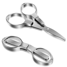 2 Pcs Silver Folding Scissors Stainless Steel Mini Scissors 8.3X 2.4cm Safe Portable Small Scissors Travel Scissors for Home Office School Sewing Paper Cutting