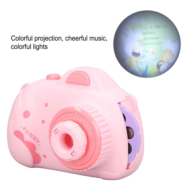 Kids Music Camera Pink Cute Adjustable Puzzle Kids Cartoon Projection