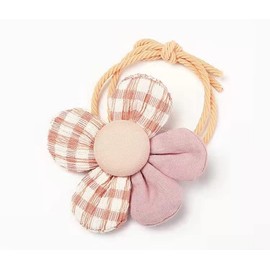 2PCS Fabric Flower Ropes Hair Band Ties Ponytail Holders Soft Elastic Bands with Flowers Accessories for Children Girls and Ladies (Purple)