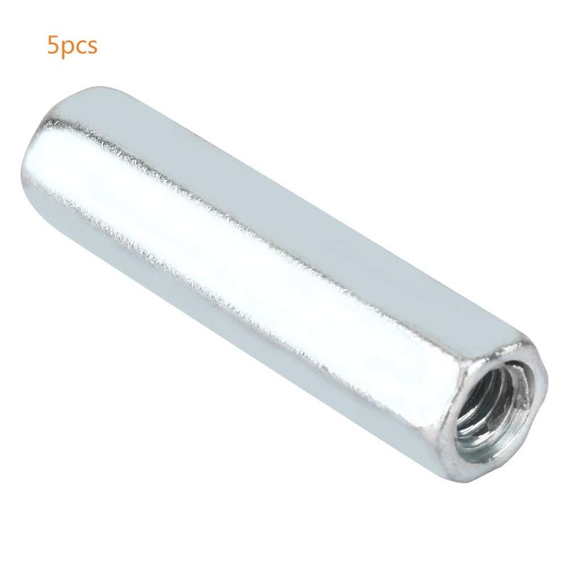 5 Pcs M6 Long Rod Nut, Hex Coupling Nut, M6