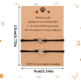 Gjinxi Cat Memorial 2PCs Gifts for Loss of Cat Pet Paw Bracelet for Women Men for Cat Passing Away Gifts for Cat Lovers Bereavement Gifts for Cat Lover Memory Gifts Loss of Furry Friend Sympathy Gift