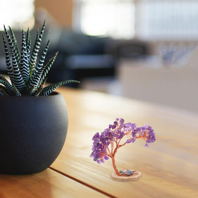 NOLITOY Realistic Amethyst Crystals Tree Natural Gemstone for Home Decor