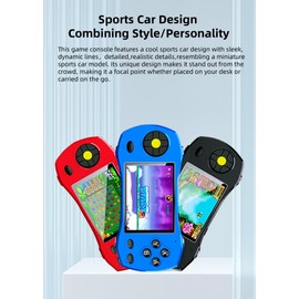 CZT 3.0 Inch Sports Car Shape Handheld Video Game Console 250 64-bit Games TV Output Possible Portable Puzzle Toy for Children Ideal Birthday Perfect for Leisure