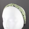 green White gingham turban knot headband plaid fabric covered band