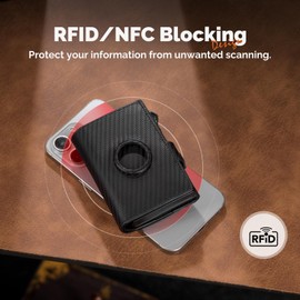 YESIIW Men's Airtag Wallet with Large Capacity & Super Compact Airtag Wallet for 12 Cards, 1 ID & Coin Compartment Purse Airtag with RFID Protection, Magnetic Closure, B02 - Carbon Black, Minimalist