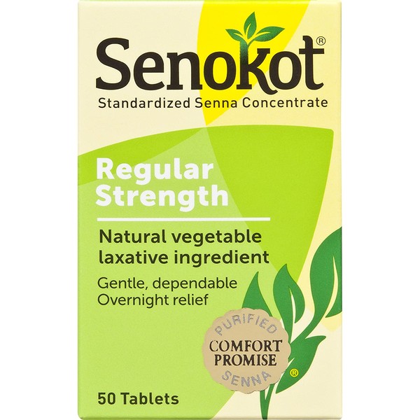 Senokot Regular Strength 50ct Tablets Natural Vegetable Laxative Ingredient