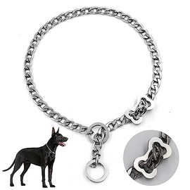 Collar Perros Cadena Consistente,Ajustable y Duradero Collar de Perro Sólido.Acero Inoxidable,Cadena de Metal de Choque Collar de Perro Entrenamiento y Caminata para Perros Pequeños y Grandes (L)