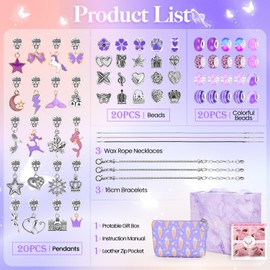 Donaky Jewellery Bracelet Making Kit, Charm Kids Jewellery Sets for Girls DIY Beads for Bracelet Making Craft Kits for Kids 6-12 Years Old Teenage, Purple