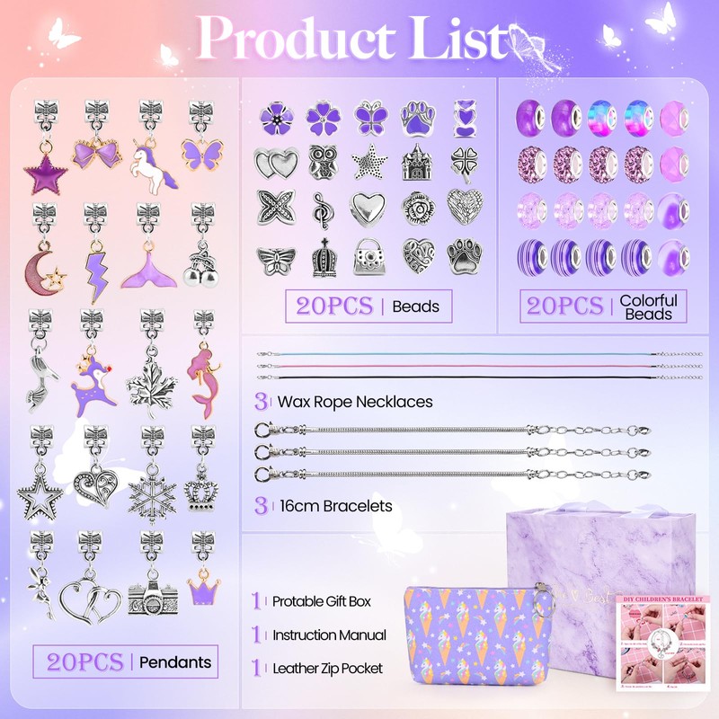 Donaky Jewellery Bracelet Making Kit, Charm Kids Jewellery Sets for