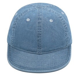 Clakllie Short Brim Baseball Cap Washed Denim Trucker Hats Vintage Flat Brim Hats Low Profile Golf Dad Hat,Light Blue