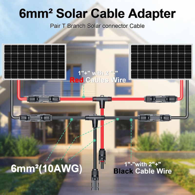 Maoligo Tool-free Solar Connector 6 mm² T-Solar Cable Adapter for