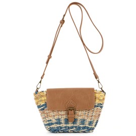 EVEOUT Straw Crossbody Bag Women Girl Chic Small Rattan Basket Bag Summer Boho Woven Raffia Shoulder Bag for Beach Holiday Travel