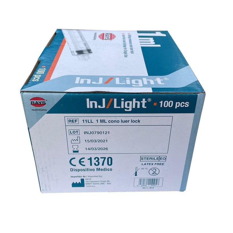 1ml Syringe Sterile Luer Lock CE Marked (Box of 100)