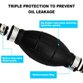 DUSCOKE 5/16" 8mm Car Fuel Line Assembly, Marine Outboard Fuel Filler Line with Primer Bulb & Steel Hose Clamps, Boat Motor Hose for RVs, Tractors and Caravans