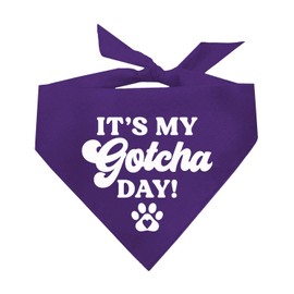 It's My Gotcha Day! Dog Bandana | 100% Cotton Adjustable Triangle | Made in USA | Adoption Event Prop Photoshoot | Rescue | Purple, One Size (12)