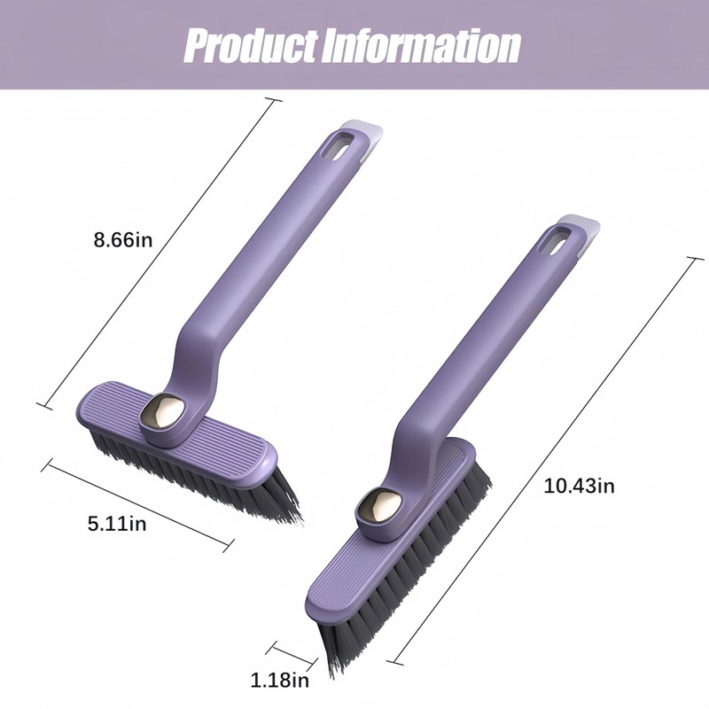 Multi-Function Rotating Crevice Cleaning Brush for Bathroom, Hard Bristle Crevice
