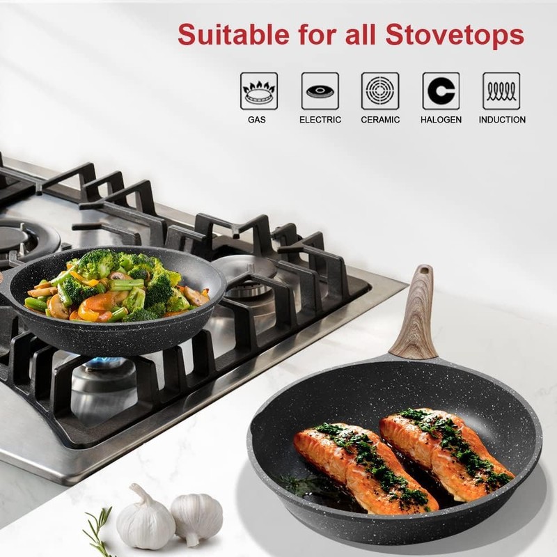 Caannasweis Nonstick Granite Frying Pan Skillet, Non Stick Omelette Fry