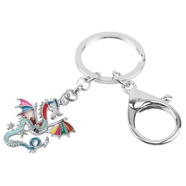 LONYOO Creative Dragon Keychain Fantasy Dinosaur Pterosaur Car Key Keyring for Women Girls Enamel Zinc Alloy Novelty Gifts (Multicolour)