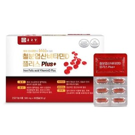 DongKongDang 종근당 철분 엽산 비타민D 플러스 1박스/혈액생성 Jongkundang Iron Folic Acid Vitamin D Plus 1 Box / Blood Production