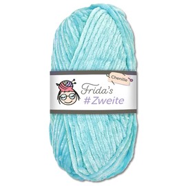 Frida's #Zweite Wolle 100 g Chenille Wool for Amigurumi, Knitting and Crochet, Soft (06 - Baby Blue)