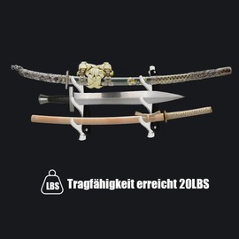 SEEMINESALE Sword Holder Wall Mount, Sword Stand Display Sword Holder, 3-Tier Samurai Sword Wall Mount, Lightsaber Stand, Sword Wall Display, Wand and Cosplay Blade Stand (Black)