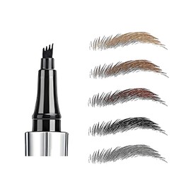 5 Colors Hair-like Strokes Eyebrow Pen, Mimics Natural Eyebrow Liquid Microfilling, Eye Brow Makeup by “Linble” (#4 Black)