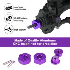 Hobbypark 12mm Aluminum Wheel Hex Drive Hub Adapters (4P) & M4 Locknuts (4P) for Redcat Racing ExceedRC HSP Himoto RC Hobby Car Accessories Purple