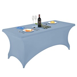 FORLIFE Spandex Table Covers 6ft，Fitted Tablecloth for 6ft Rectangular Tables, Stretch Patio Table Covers, Universal Spandex Table Cover for Wedding, Banquet, Party (6ft,Dusty Blue)