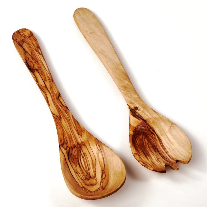 das Olivenholzbrett ® Salad Servers Olive Wood Serving Cutlery Short