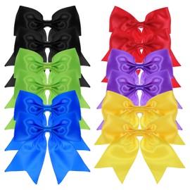 Mabor 12 Stück Haarspange Schleife，Große Cheerleading Krokodilklemmen Haarschleifen Mädchen aus Ripsband Haarschmuck Mode Accessoires für Kleine Mädchen Teenager Babys Kleinkinder