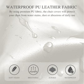 SearchI Waterproof PU Leather Seat Covers for Dining Chairs, 4 Pack Stretch Dining Room Chair Seat Covers, Kitchen Chair Seat Covers Protectors (Cream)