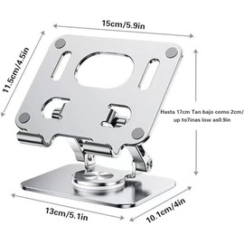 Soporte Tablet Multiángulo,con Doble Varilla 4.7 a 12‘’,Soporte Giratorio 360°,Base Stand Tablet Plegable de Aluminio, Compatible con,Kindle,Switch,Ga